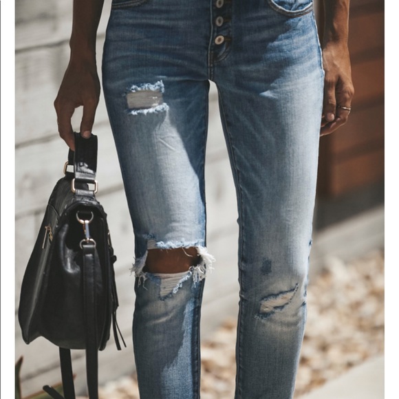 Girlfriend distressed medium wash skinny jeans!. - Picture 3 of 7